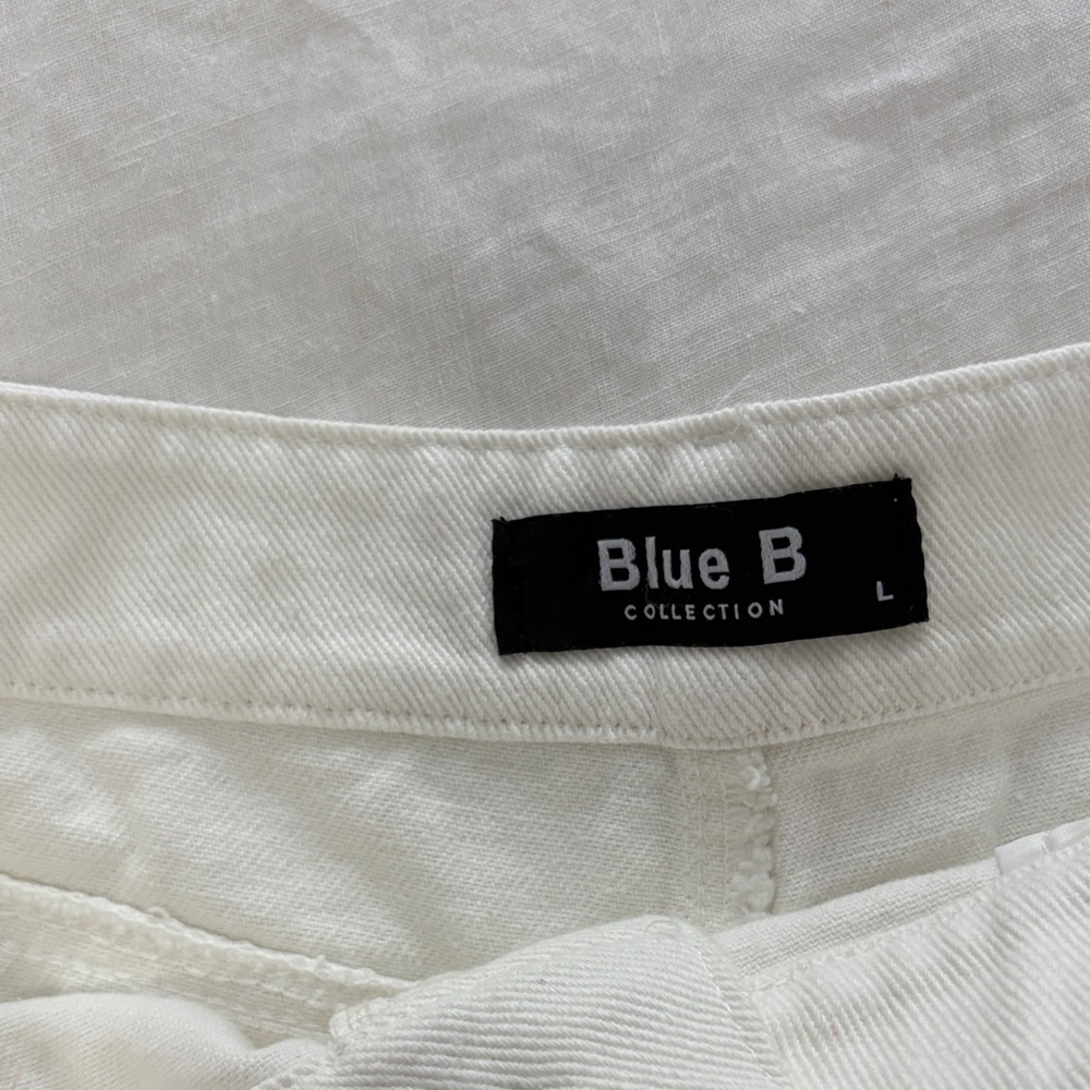 Blue B White Ripped Rhinestone Fringe Shorts - Picture 9 of 11